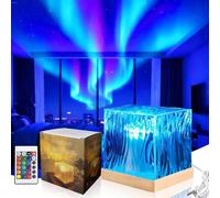Proyector de luz nocturna Aurora Boreal para regalar, proyector de paisajes oníricos del norte para niños, base de madera
