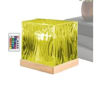 Proyector de luz nocturna de 16 colores, luz para habitación infantil en forma de cubo, proyector para dormitorio juvenil de acrílico y madera, ideal para salón, cocina, habitación infantil, fuente de