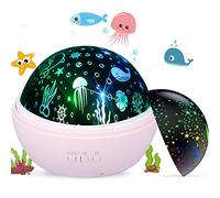 Proyector de luz para bebé, proyector sensorial de estrellas, luna y ola oceánica, luces sensoriales recargables giratorias para niñas y niños (Rosa)