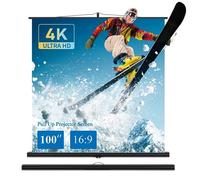 Proyector de Pantalla con Soporte, Pantalla de proyección de 100 Pulgadas 16:9, Pantallas de proyección portátil, proyección de Distancia Ultra Corta, diseño Compacto, Ideal para Cine en casa