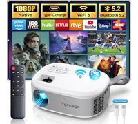 Proyector de películas al aire libre de 15000 lúmenes, proyector portátil nativo 1080P HD con WiFi 6/Bluetooth 5.2, pantalla de 300 pulgadas | Compatible con iPhone, Android, Fire Stick, PS5, Xbox