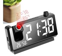 Proyector de reloj despertador, reloj de proyección, relojes proyectores para dormitorio, hora digital para dormitorio, pantalla LED con proyección ajustable de 180 grados y diseño de escritorio moder