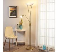 Proyector de techo Lindby Felicia con lámpara de lectura, latón