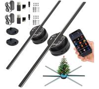 Proyector de Ventilador LED holográfico 3D, Ideal para Navidad y Halloween. Incluye 224 LED, Soporte, Control por Wi-Fi y App, y un Ventilador estereoscópico dinámico de 42cm(2)