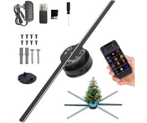 Proyector de Ventilador LED holográfico 3D, Ideal para Navidad y Halloween. Incluye 224 LED, Soporte, Control por Wi-Fi y App, y un Ventilador estereoscópico dinámico de 42cm(1)