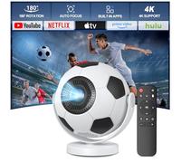 [Proyector dedicado a la Copa Mundial] Mini Proyector Portátil con WiFi 6 Bluetooth 5.4, Android 14,Support 4K,Auto Keystone 180° Rotable Projector Compatible con Teléfono/PC/Laptop/TV/HDMI