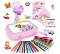 Proyector Dibujo para Niños, Manualidades para Niños, Incluye Tablero Dibujo, Lápices Colores, Libro para Colorear, Pegatinas, etc Juguetes para Niños de 3 a 5 Años, Regalos Cumpleaños para Niñas