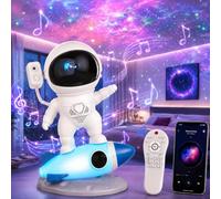 Proyector Estrellado Astronauta, Proyector de Estrellas, Proyector de Cielo Estrellado LED con Altavoz Bluetooth y Función de Ruido Blanco, Lámpara Proyectora de Cielo Estrellado para Infantil Adultos