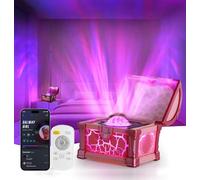 Proyector Estrellas Galaxia Cofre del Tesoro, Proyector Techo Aurora Boreal Luz Nocturna con Ruido Blanco, Altavoz, Minutero y Control Remoto para Dormitorio Gaming Infantil Adultos Regalo, Rosa