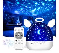 Diboniur Proyector Estrellas Infantil, 22 Temas Luz Nocturna Infantil, 360° Rotació Proyector Bebes Luces y Musica, con Control Remoto y Temporizador, Recargable Luz Quitamiedos Infantil (Angel)