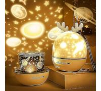Proyector Estrellas Infantil con Bluetooth y Caja Musical - Planetario Navidad Lámparas de techo y escritorio Luces Decoración Hogar - dormir mesa luces led habitacion bebe musica (RENO 1)