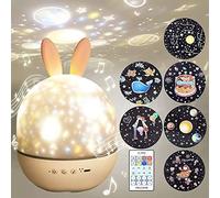 Proyector Estrellas Infantil con Bluetooth y Caja Musical Planetario Navidad Lámparas de techo y escritorio Luces Decoración Hogar dormir luces led habitacion bebe nocturna musica (CONEJO BLUETOOTH)