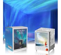 Proyector Estrellas,Proyector de luz Aurora Star,Lámpara de Estado de ánimo con Altavoz de Música, Luz de Proyección de Cubos Galaxia Luz Nocturna Infantil