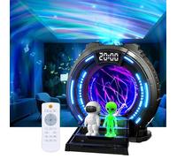 Proyector Galaxia Estrellas Stargate Bola Plasma, Proyector Astronauta Techo Aurora Boreal Luz Nocturna con Ruido Blanco, Altavoz, Despertador y Control Remoto para Dormitorio Gaming Regalos Navidad