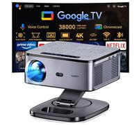 Proyector 【Google TV/1500 ANSI/Gira 360°】 XIWBSY Proyector 4K Soporte Auto Focus/Keystone, WiFi 6 Bluetooth 5.3, 38000 Lúmenes, Control por Voz Projector Netflix Oficial, Portatil Proyectores Video