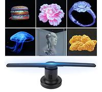 Proyector holográfico 3D con LED, Reproductor de hologramas WiFi portátil Pantalla holográfica 3D Publicidad de Fotos y Videos en 3D con Tarjeta de 16GB TF(Enchufe de la UE)