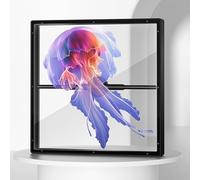 Proyector holográfico 3D, proyector de vídeo de animación de 45 cm, con caja de aleación de aluminio, pantalla de animación LED, 244 perlas LED de alto brillo, control inalámbrico, para letreros