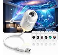 Proyector holográfico HD 5D Galaxy Star, luz nocturna dinámica inteligente 2 en 1, alimentado por USB, 4 películas de proyección deslizantes, luz de habitación ajustable de 360 grados para dormitorio