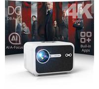 Proyector inteligente 4K portátil con enfoque automático, triple brillo, audio Dolby, aplicaciones oficiales para cine al aire libre, cine en casa, videojuegos, HDMI eARC/CEC WiFi6 BT5.4, Halloween