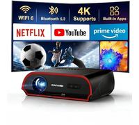 Proyector inteligente ANSI ultra brillante de 1400 lúmenes, NFC inalámbrico fusionado WiFi 6, decodificación 4K HDR10+ Android TV, Bluetooth bidireccional, estéreo DSP, cine en casa con luz diurna y