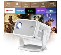 Proyector inteligente con aplicaciones integradas 2025 para exteriores 4K, proyector nativo de 1080p con WiFi Bluetooth, proyector ANSI 600, enfoque eléctrico y llave de coche, compatible con Android