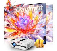 Proyector inteligente Daylight 4K con sistema operativo Fast TV y Home Karaokee: alto 2400ANSI, 3-brillo, HDR10, enfoque automático, lente y cubierta de retracción automática, micrófonos inalámbricos