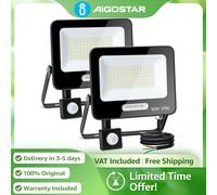 Proyector Led Aigostar 50W Sensor 4600Lm | Ip65, luz fría 6500K (paquete de 2) Negro
