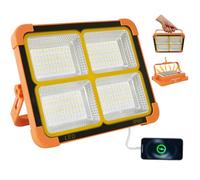 Proyector LED de 100 W con panel solar - 10000 lm Proyector LED 12000 mAh batería recargable vía USB 4 modos de iluminación perfecto para acampar al aire libre garaje pesca trabajo