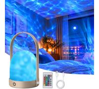 Proyector LED de Cielo Estrellado, Luz Nocturna Portátil 2 en 1, Dinámica | Efecto de Onda Dinámica de 360°, Control táctil y a Distancia, 4000 mAh, Resistencia al Agua IP54, para Dormitorios, Baños