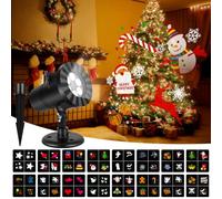 Proyector LED Navidad, IP65 Impermeable LED Lámpara Proyector, Luz de Proyector Exterior Interior con 16 Diapositivas de Patrón para Navidad, Festivos, Halloween, CumpleañOs