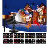 Proyector LED Navidad, IP65 Impermeable LED Lámpara Proyector, Luz de Proyector Exterior Interior con 16 Diapositivas de Patrón para Navidad, Festivos, Halloween, CumpleañOs