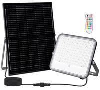 Proyector LED RGB+Blanco 6500K de 100 W con panel solar y control remoto (gris)