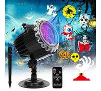 Proyector Luces Halloween, Lámpara de Proyección Navidad Exterior, Luces de Navidad 12 Carta con 96 Patrones LED Proyector Copos de Nieve Inpermeable con Mando para Decoración Fiesta Exterior Interior