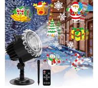 Proyector Luces Navidad, Lámpara de Proyección Navidad Exterior, Luces de Navidad 12 Carta con 96 Patrones LED Proyector Copos de Nieve Inpermeable con Mando para Decoración Fiesta Exterior Interior