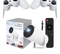 Proyector de juegos M300 Max + 2 controladores inalámbricos, proyector Consola De Juegos, mini proyector portátil con WiFi y Bluetooth, 4K HD Auto Keystone Mini proyector de video de juegos