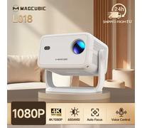 Proyector Magcubic 4K Android11 L018 650ANSI Enfoque automático y Keystone 1080P 360 ° Gire la casa de actividades al aire libre de películas portátiles Wifi6 BT5.2 L018-White