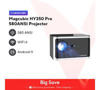 Proyector Magcubic HY350 Pro 580ANSI Android 11 4K 1080P Wifi6 Control de voz Allwinner H713 Enfoque electrónico BT 5,0 cine en casa HY350-Black-Upgrated
