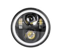 Proyector Moto Faros Delanteros LED 5,75 Pulgadas con Luz Intermitente para Sportster 883 1200 para Iron para Dyna para Street para Bob Faro Motocicleta(1Piece Black 4 Beads)
