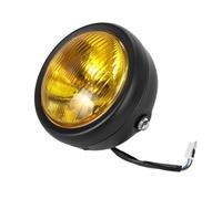 Proyector Moto Faros Delanteros Retro Universales Modificados 12 V Luces Altas Bajas Circulares Motocicleta con Carcasa Hierro Faro Motocicleta(Yellow)