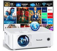 Proyector nativo 1080P, proyector de video Pericat 5G WiFi con control remoto, compatible con 4K, proyector de película portátil de cine en casa multimedia, compatible con espejo, HDMI, VGA, USB