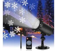 Proyector Navidad Exterior Interior IP65 Impermeable LED Proyector Luces Copo de Nieve con Control Remoto & Temporizador Lámpara Proyector para Decoración Navidad, Fiesta, Hogar, Jardín