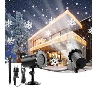 Proyector Navidad Exterior, Proyector Navideño con Temporizador de Mando a Distancia, IP44 Resistente Proyectors Luces Navidad, Copos de Nieve LED Dinámico para Boda, Halloween