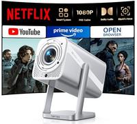 Proyector【Netflix Oficial/Dolby】Smart Proyector 4K 700 ANSI AI Auto Enfoque & KeystoneTiro Corto, ProyectorPortátil 1080P Full HD Giratorio 360° WiFi 6 Bidireccional BT 5.2 Zoom 50% para Cine en Casa