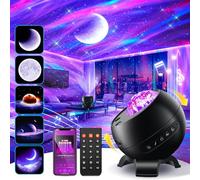 Proyector de galaxia, proyector de luces norte, 15 colores + proyector de estrella de luz lunar, luz galaxia, altavoz Bluetooth y proyector de luz de galaxia de ruido blanco, temporizador remoto,