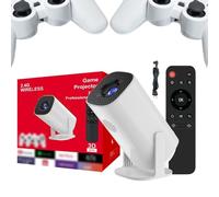 Proyector y juego P30 Max + 2 controladores inalámbricos, proyector inteligente para juegos P30 Max con aplicaciones y juegos integrados, mini proyector portátil con WiFi y Bluetooth, proyector de