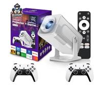Proyector para Juegos HCS350 Pro Android 11, Tarjeta TF de 64 GB, Controlador de Juegos inalámbrico, Doble WiFi, 1920 x 1080P, proyector portátil para Cine en casa (Hcs350pro Blanco)