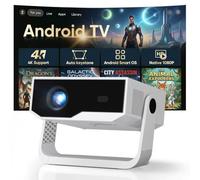 Proyector Portátil 300 ANSI, Mini Proyector 4K con Soporte 270°, Enfoque eléctrico y corrección Trapezoidal automática, Android 1080P, Wi-Fi y Bluetooth, Apps Integradas, para Móvil/PC/TV Stick