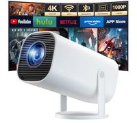 Proyector Portatil 4K Full HD 1080P, Proyector 4K con WiFi 6 y Bluetooth 5.4, con corrección Trapezoidal automática, rotación de 180°, Compatible con HDMI/TV Stick/PC/Memory Stick