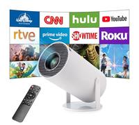 Proyector Portatil, 4K Mini Proyector Pantalla Proyector con Android 11,2.4/5G WiFi Bluetooth 5.0,Giro de 180 Grados,Keystone Automática Proyectores, Compatible con Teléfono/PC (Blanco)