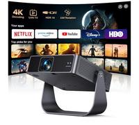 Proyector Portátil 4K【Netflix Oficial+TV en Directo】 Apps Oficiales Integradas, 1080P Nativo, Auto Enfoque/Keystone, HDR10, WiFi 6 Bluetooth 5.2, Giro 330°, Cine en Casa/Exterior (Marrón)